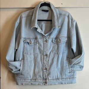 Denim&Co Classic Washed Blue Jean Jacket size Large